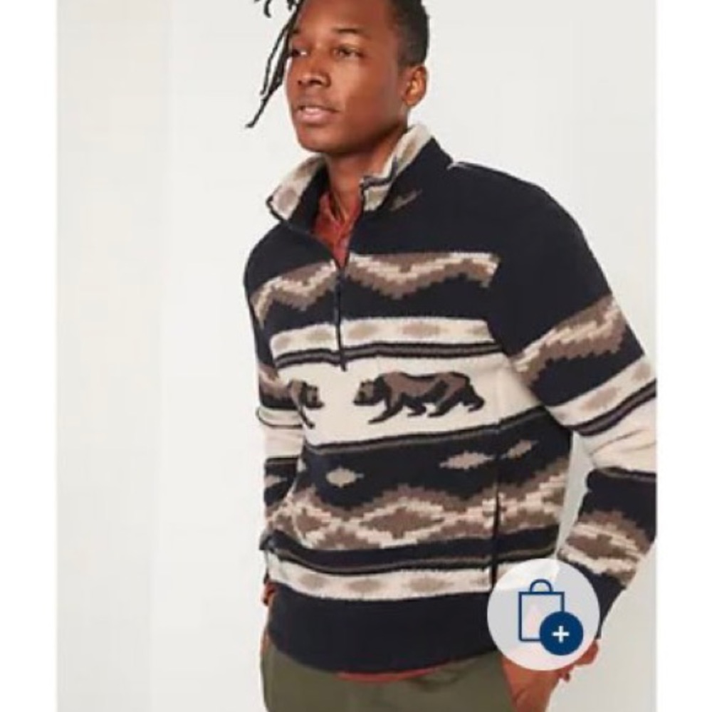 Old Navy Cozy Sherpa patterned quarter-zip sweatshirt